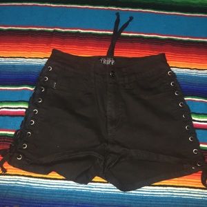 Tripp NYC Lace up high waisted shorts
